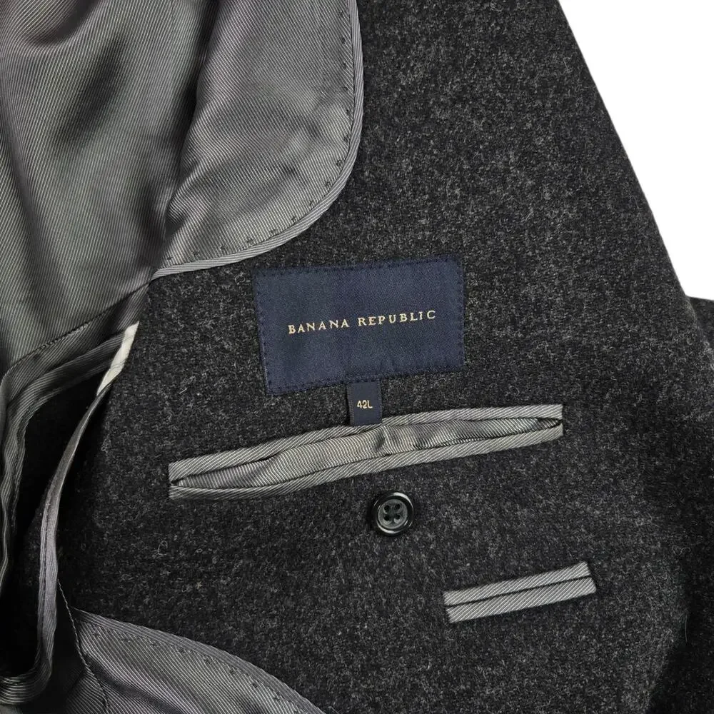 Mens Banana Republic Blazer Jacket Size 42L Wool Gray Two Button